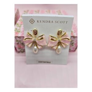 Authentic Kendra Scott Pink and Gold Pearl Bow Earrings